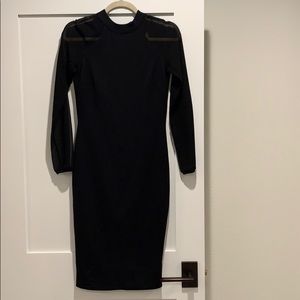 Ted Baker black midi mesh sleeve dress.